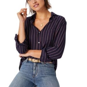 Grayson The Hero Button Up Shirt‎ Frank & Eileen Navy Blue Red Stripe Sz 2 Small